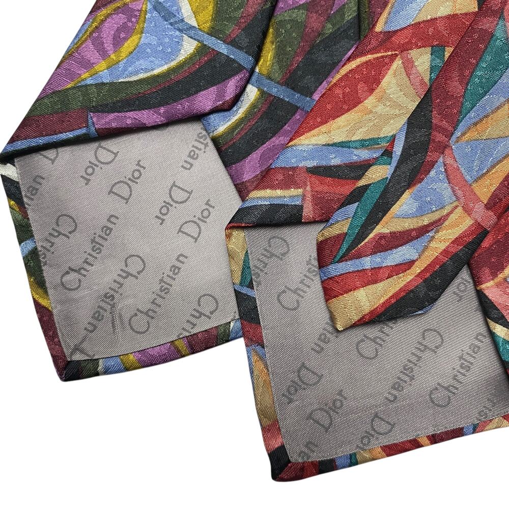 Vintage Christian Dior Printed Polyester Neck Tie Lot Of 2 - Picture 5 of 8